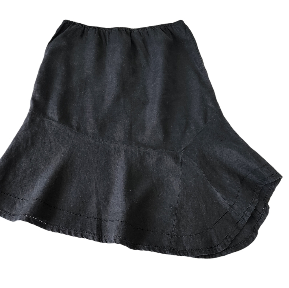Old Navy  Black Angled A - Line Linen Elastic Waist Women's Skirt Size 10